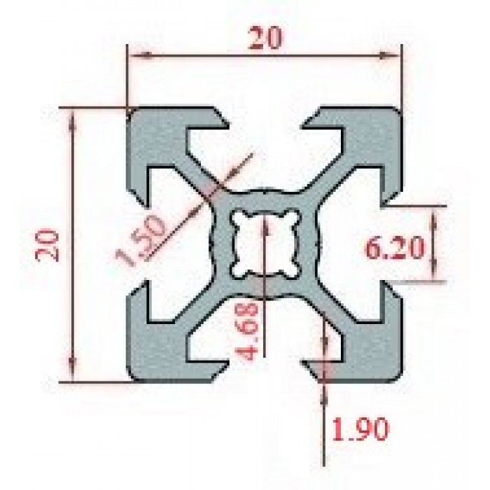 20x20 V Slot Siyah Sigma Profil (6 Kanal)