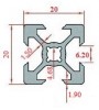 20x20 V Slot Siyah Sigma Profil (6 Kanal)